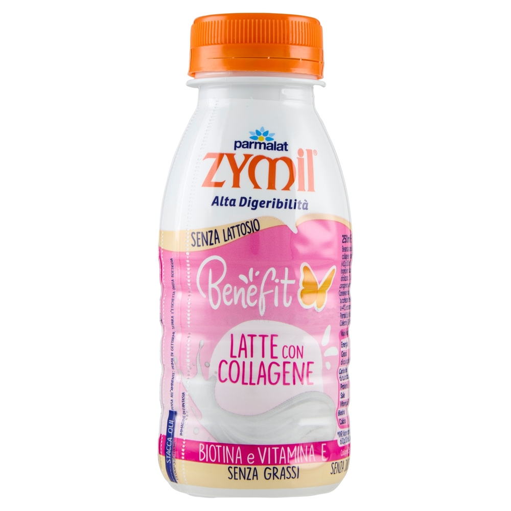 Zymil Alta Digeribilità Senza Lattosio Benefit Latte con Collagene, Biotina e Vitamina E 250 ml